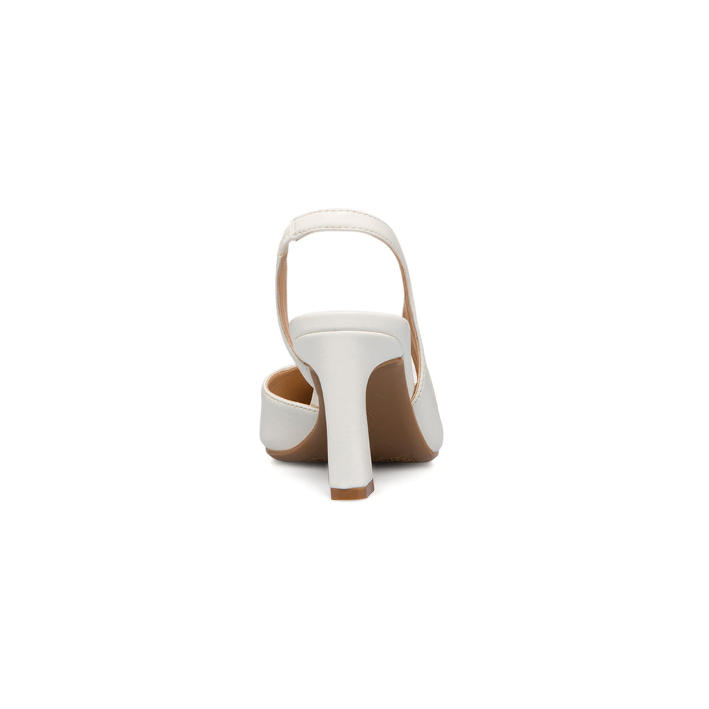 Décolleté slingback bianche con tacco a campana 7 cm Swish Jeans