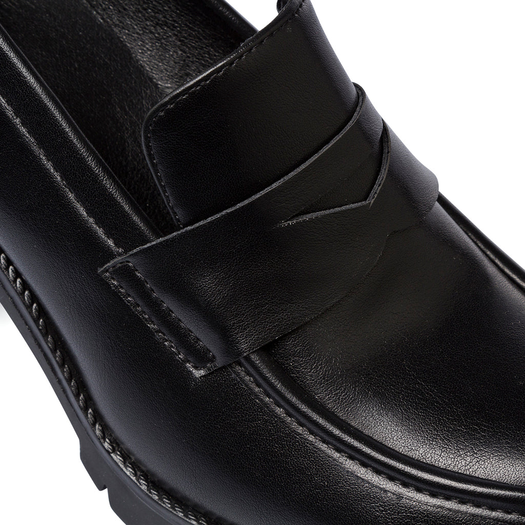 Mocassini chunky da donna neri con tacco 8 cm Lora Ferres