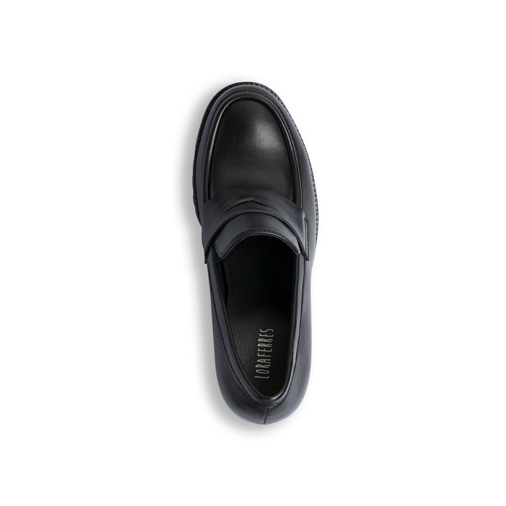 Mocassini chunky da donna neri con tacco 8 cm Lora Ferres