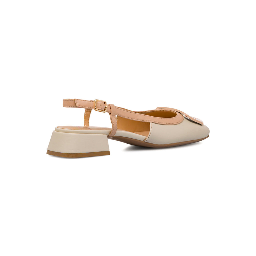 Décolleté slingback biancho off white da Donna con fibbia in contrasto e tacco 3 cm Swish Jeans