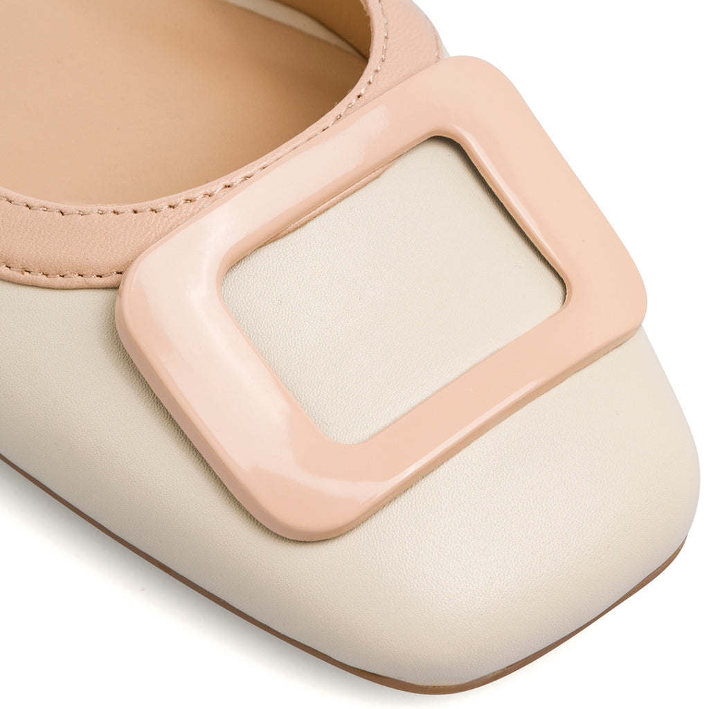 Décolleté slingback biancho off white da Donna con fibbia in contrasto e tacco 3 cm Swish Jeans