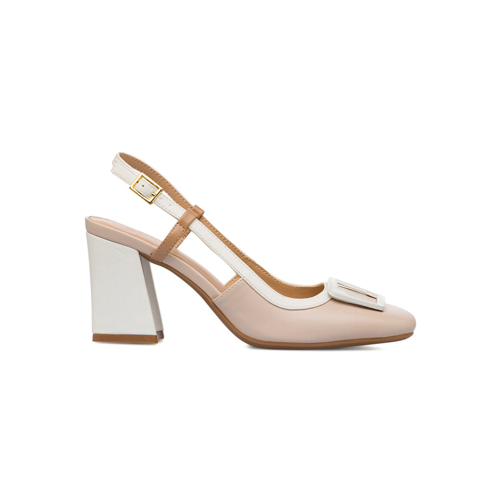 Décolleté slingback bianche da Donna con fibbia e tacco 7,5 cm Swish Jeans