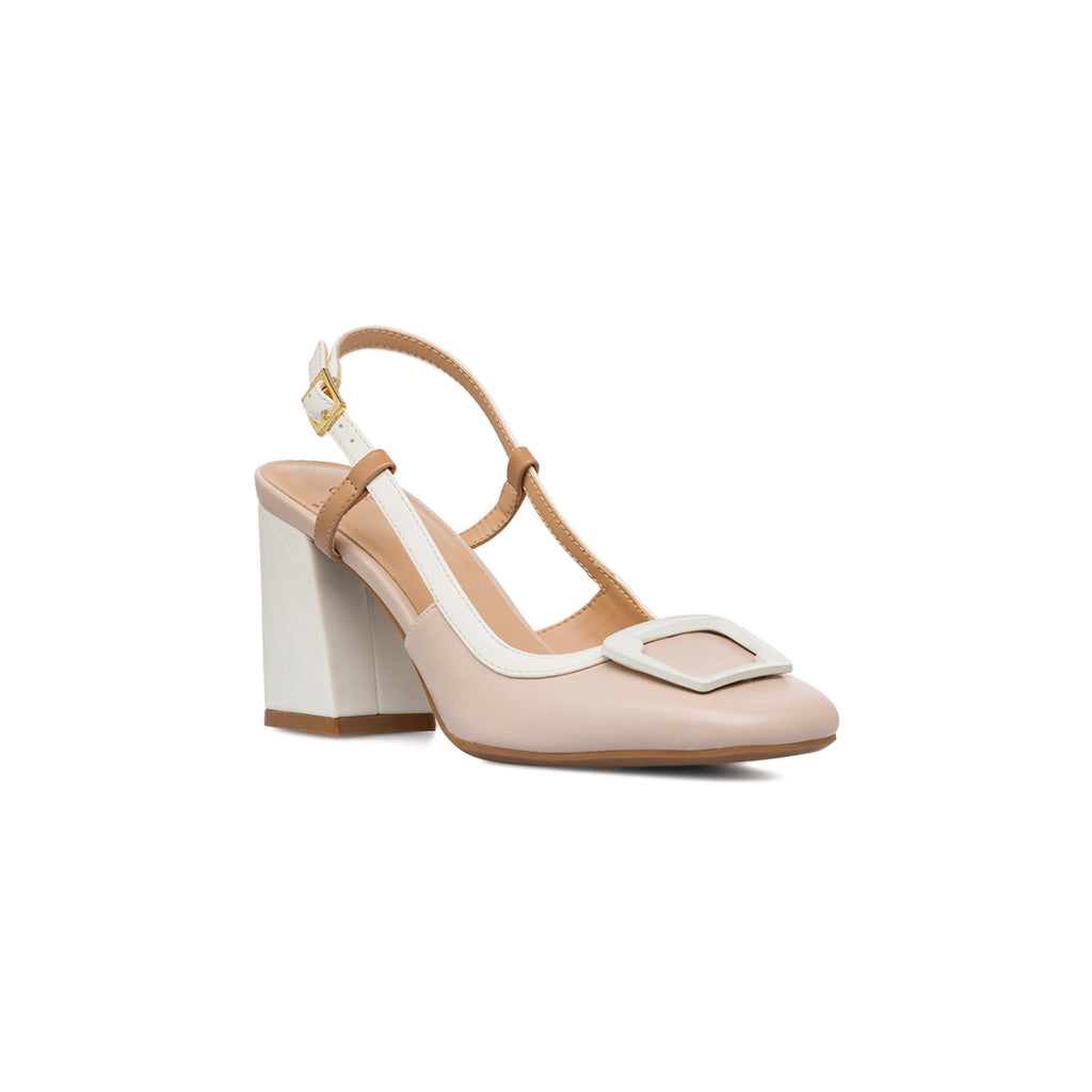 Décolleté slingback bianche da Donna con fibbia e tacco 7,5 cm Swish Jeans