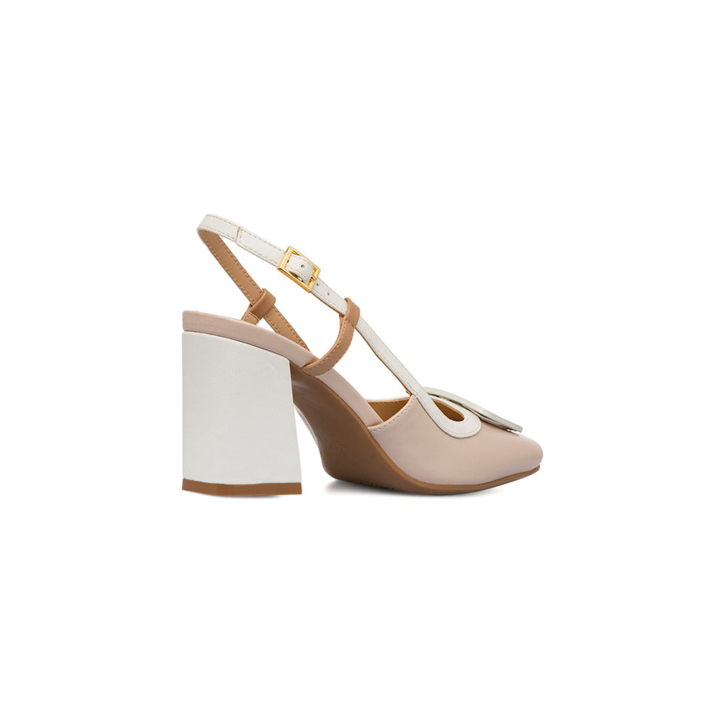 Décolleté slingback bianche da Donna con fibbia e tacco 7,5 cm Swish Jeans