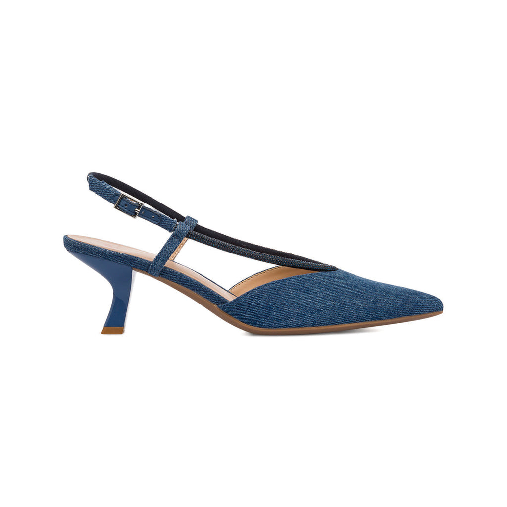 Décolleté slingback con tacco 6 cm blu da Donna effetto Jeans con cinturino Swish Jeans