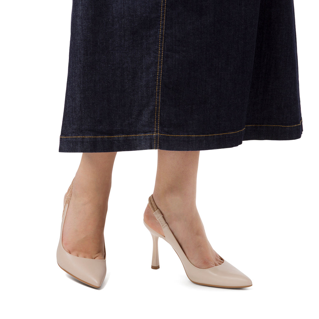 Décolleté beige da Donna con cinturino e tacco a spillo 8,5 cm Lora Ferres