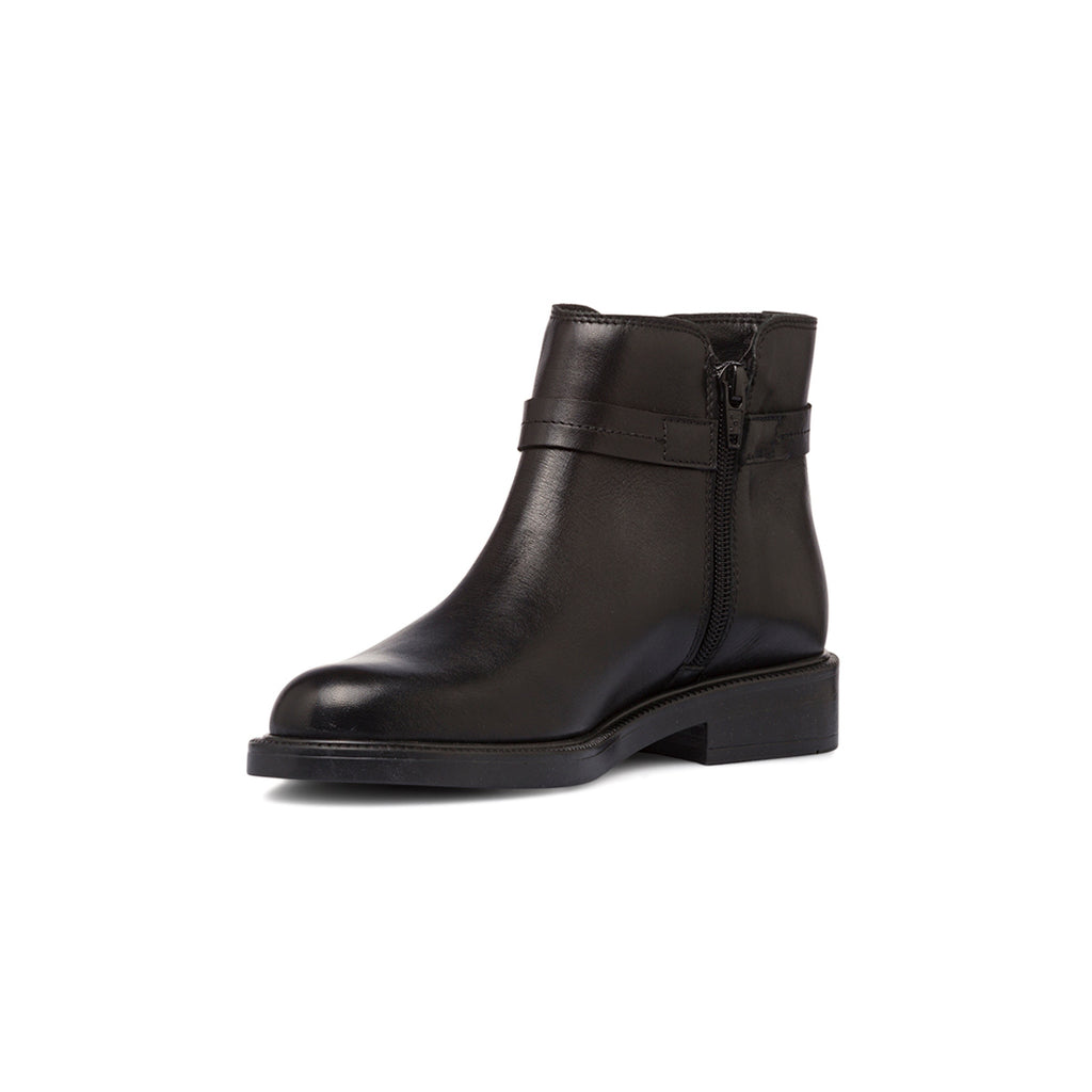 Stivaletti neri da donna in pelle con cinturino P Essentials