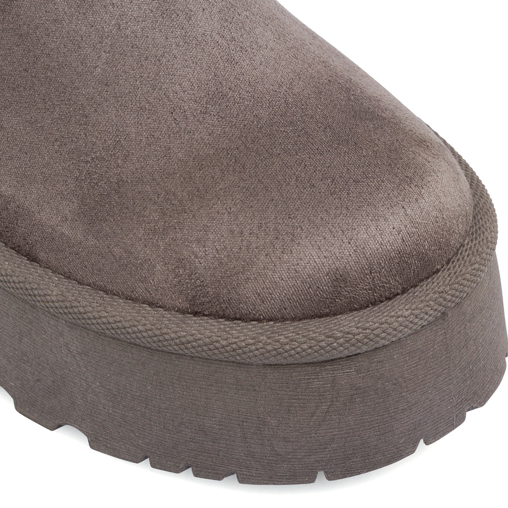 Stivaletti imbottiti Donna grigi Lora Ferres in tessuto effetto scamosciato con suola platform