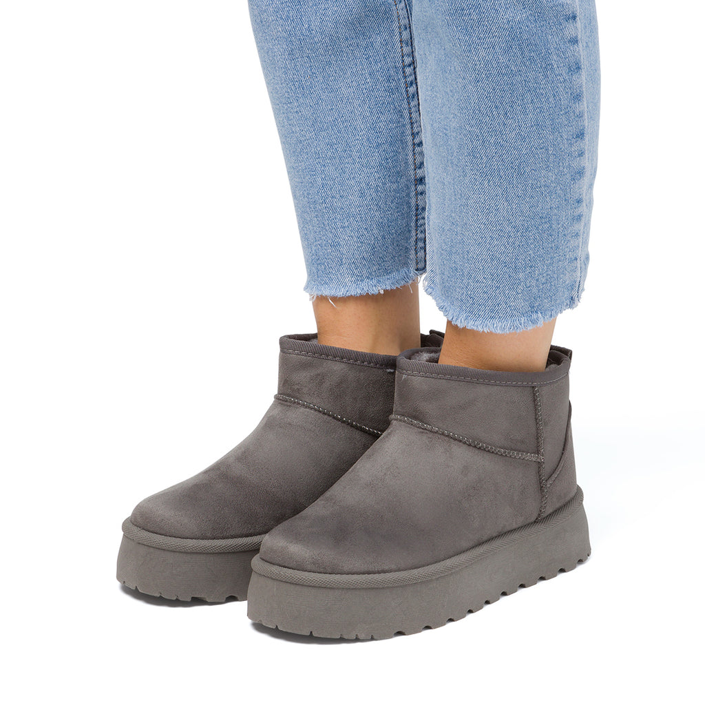 Stivaletti imbottiti Donna grigi Lora Ferres in tessuto effetto scamosciato con suola platform