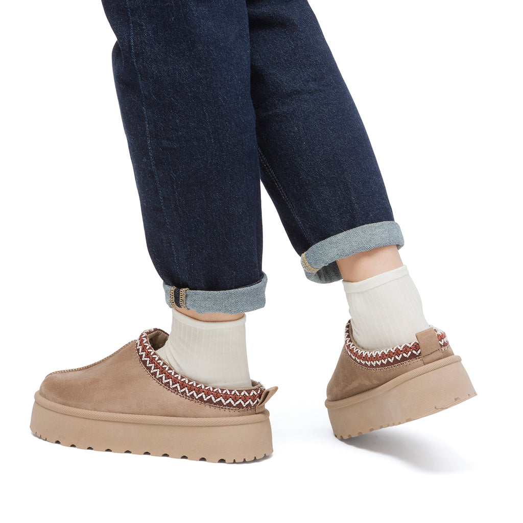 Sabot imbottite da donna khaki con dettaglio cucitura Lora Ferres