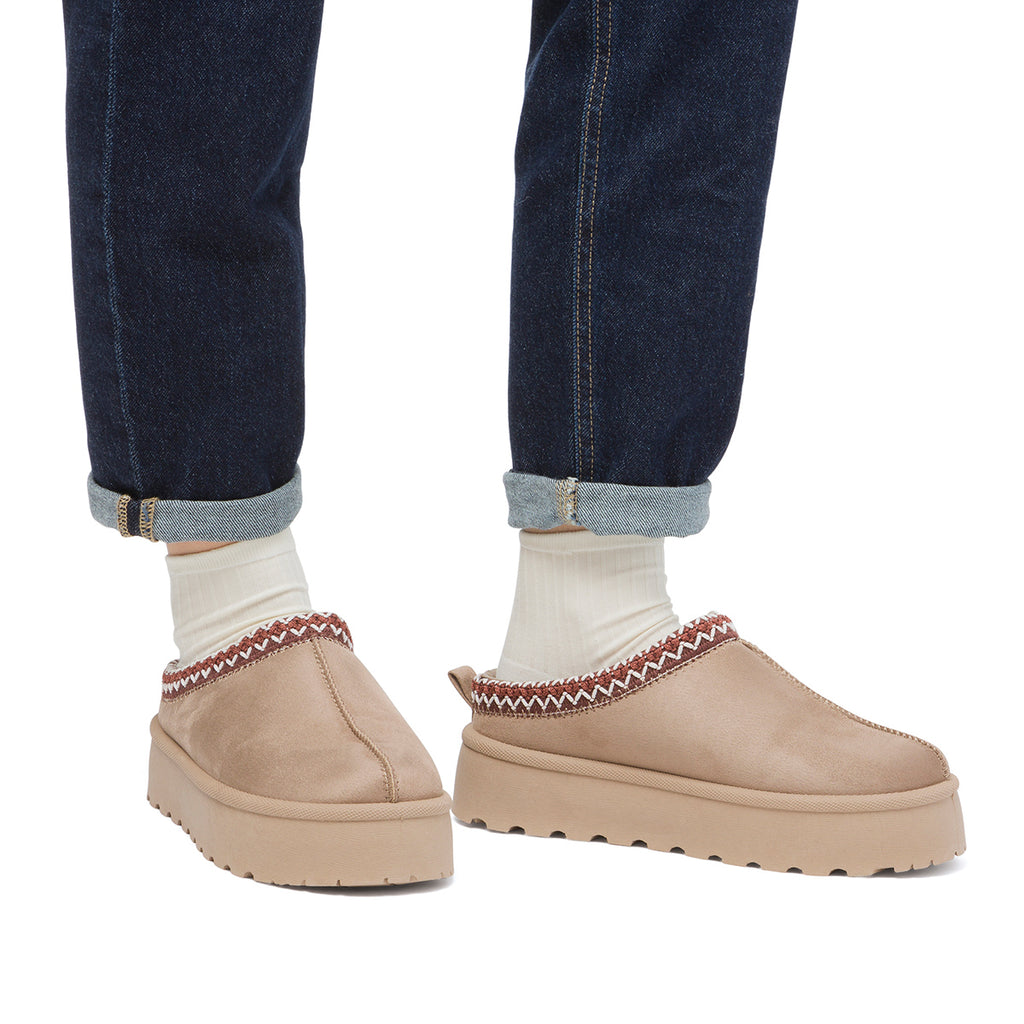 Sabot imbottite da donna khaki con dettaglio cucitura Lora Ferres