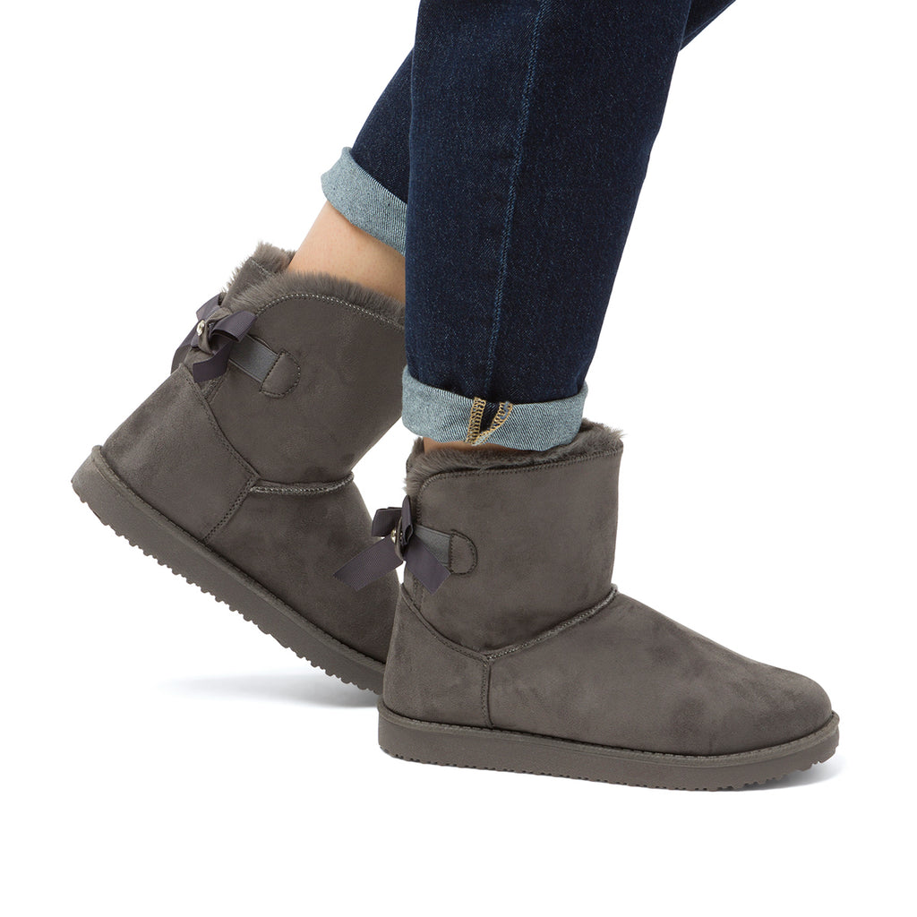 Stivaletti imbottiti da donna grigi con dettaglio fiocco sul retro Lora Ferres