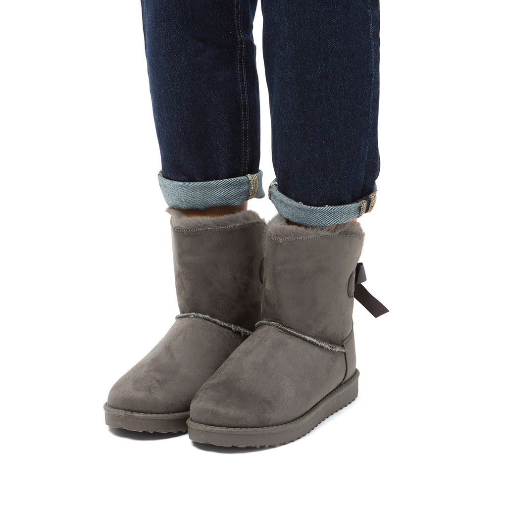 Stivaletti imbottiti da donna grigi con dettaglio fiocco sul retro Lora Ferres