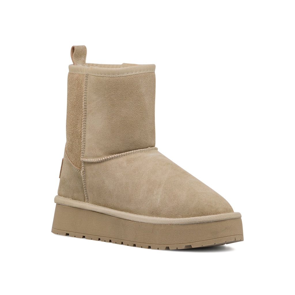 Stivaletti imbottiti da donna beige in pelle scamosciata con suola platform Americanino