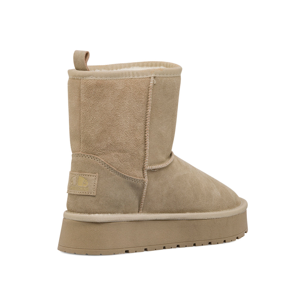 Stivaletti imbottiti da donna beige in pelle scamosciata con suola platform Americanino