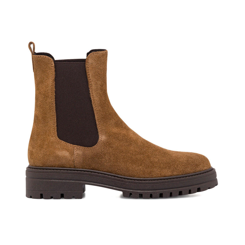 Scarponcini da donna in pelle scamosciata marroni Primopiano