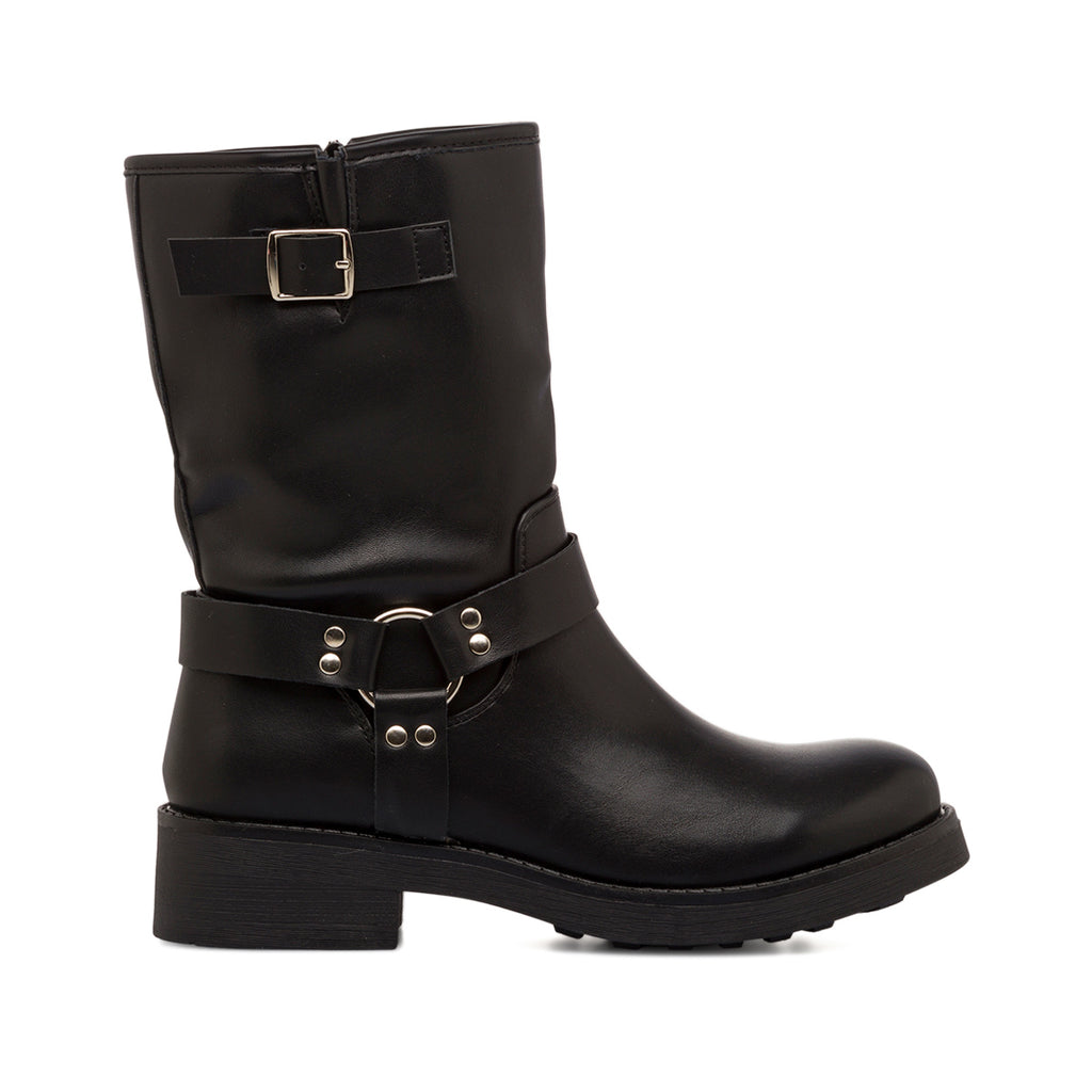 Stivaletti biker boots da donna neri con fibbie e borchie Lora Ferres