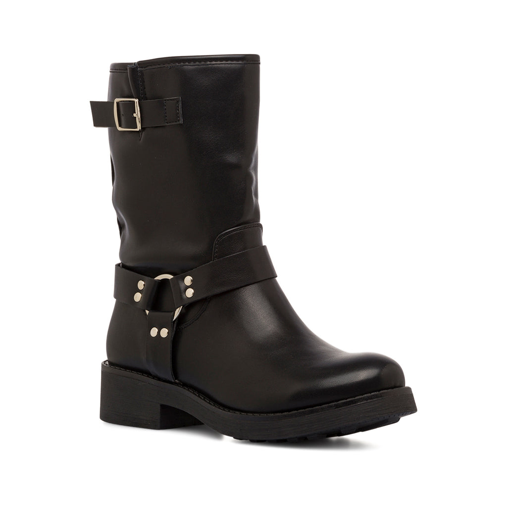 Stivaletti biker boots da donna neri con fibbie e borchie Lora Ferres