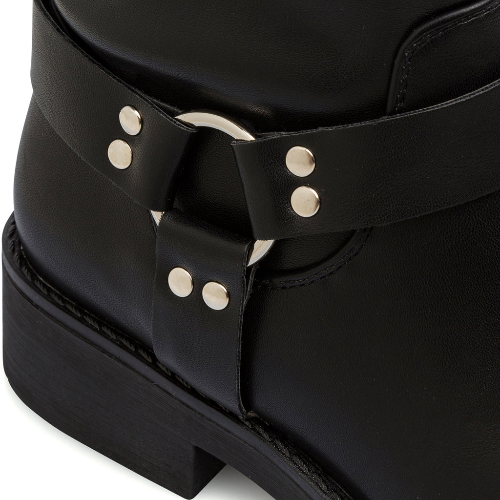 Stivaletti biker boots da donna neri con fibbie e borchie Lora Ferres