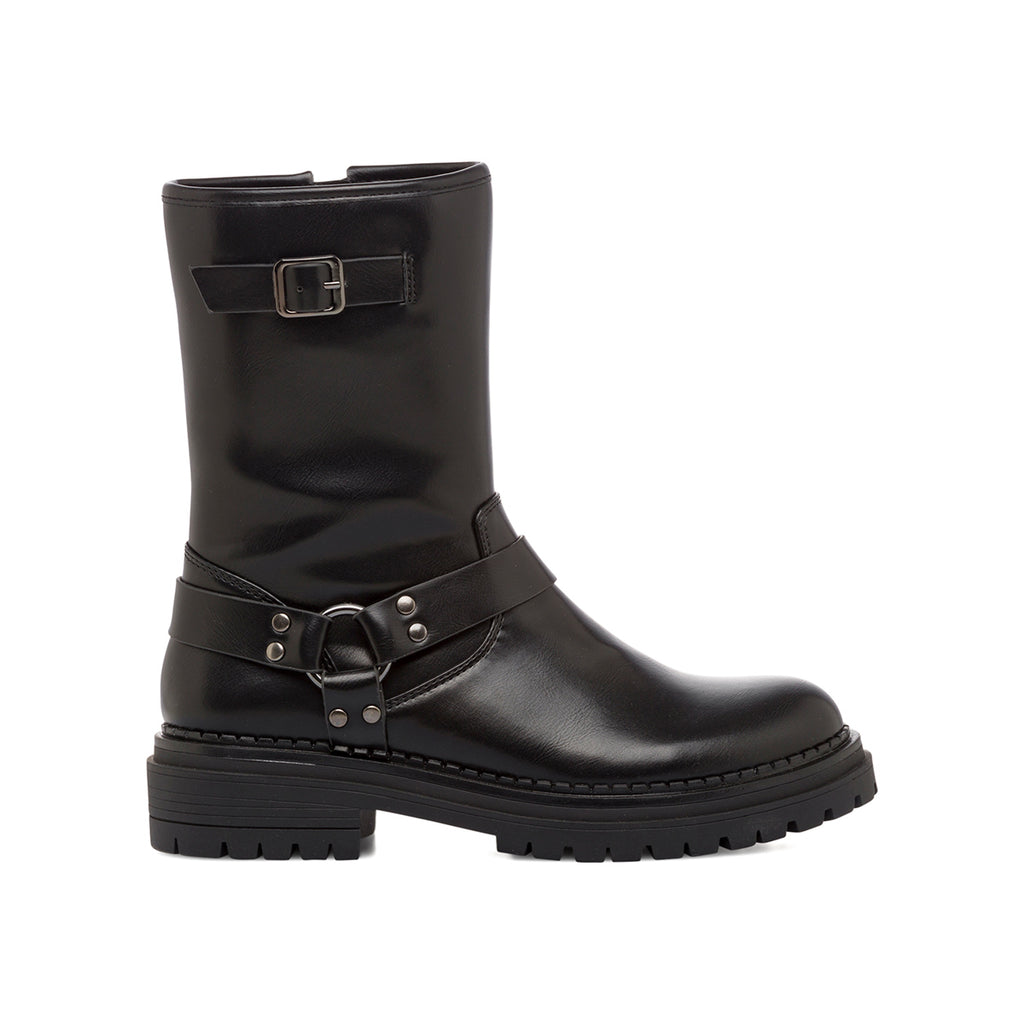 Stivaletti biker da donna neri con fibbia Swish Jeans