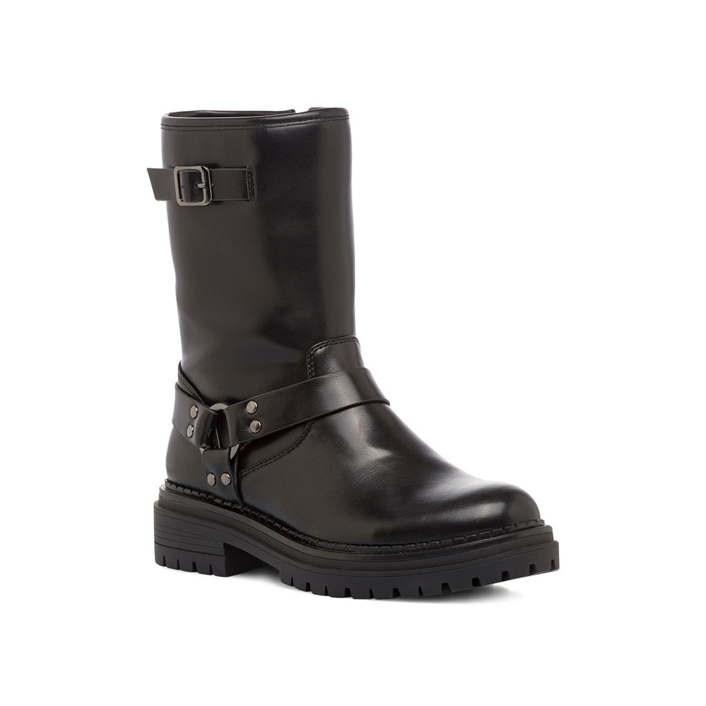 Stivaletti biker da donna neri con fibbia Swish Jeans