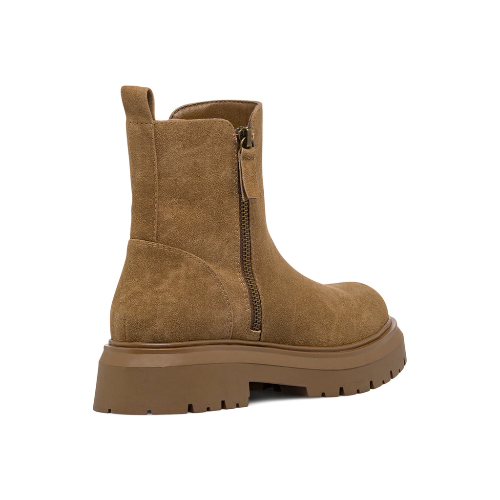 Stivaletti da donna beige effetto scamosciato con suola platform Swish Jeans