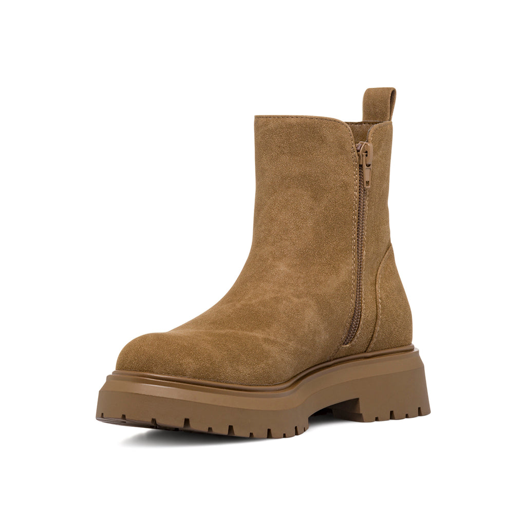 Stivaletti da donna beige effetto scamosciato con suola platform Swish Jeans