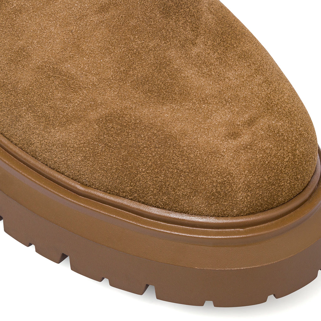 Stivaletti da donna beige effetto scamosciato con suola platform Swish Jeans