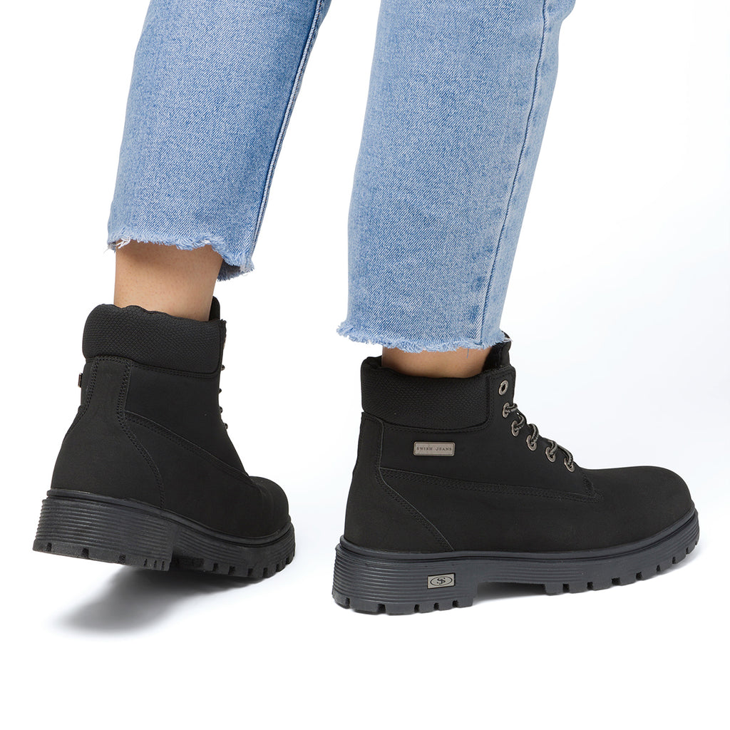 Scarponcini neri da donna Swish Jeans con collare imbottito