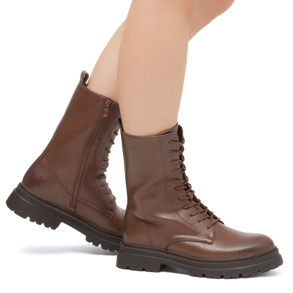 Anfibi marroni da donna con zip Swish Jeans