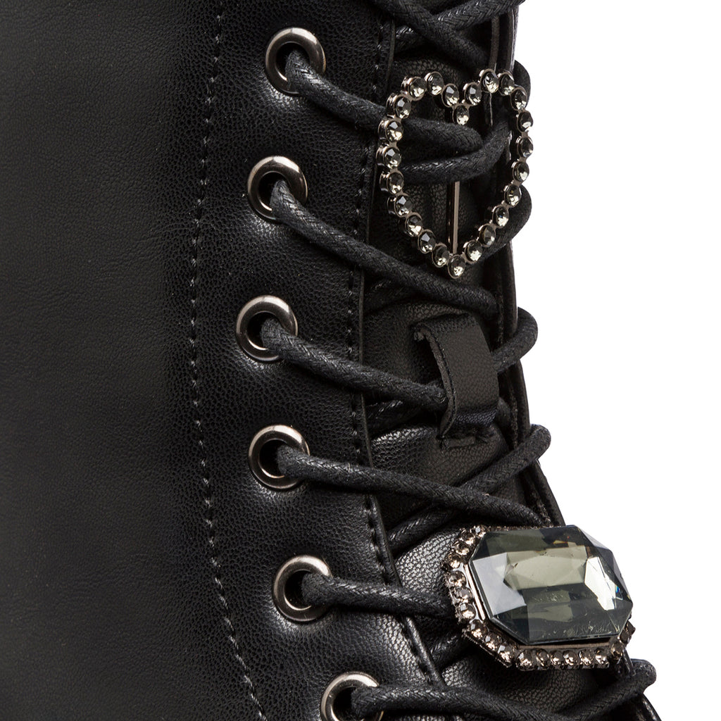 Anfibi neri da donna con dettaglio strass Lora Ferres