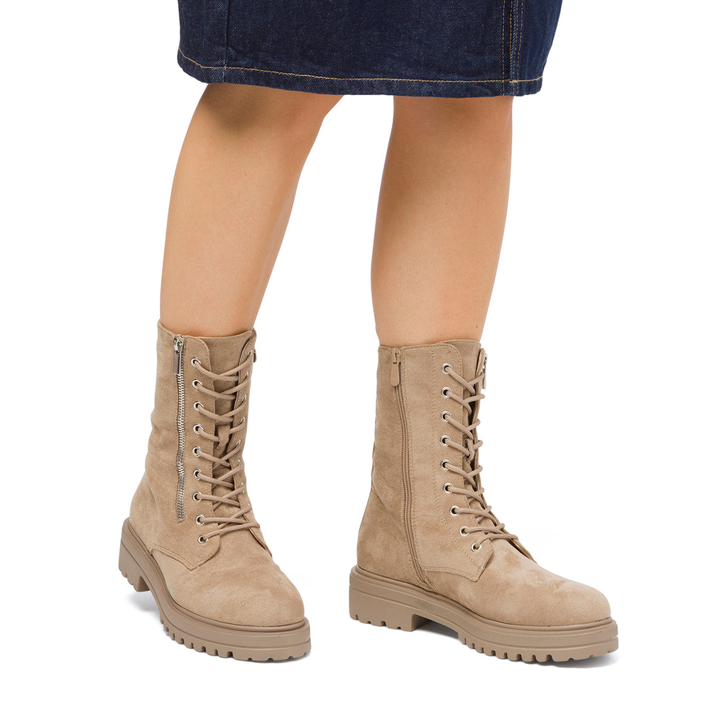 Anfibi taupe da donna effetto scamosciato Lora Ferres