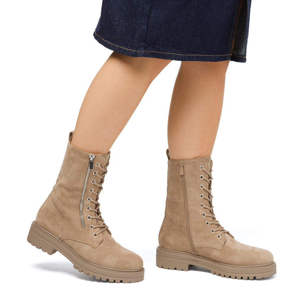 Anfibi taupe da donna effetto scamosciato Lora Ferres