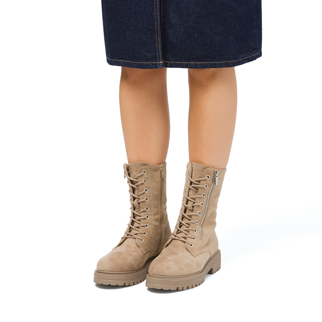 Anfibi taupe da donna effetto scamosciato Lora Ferres