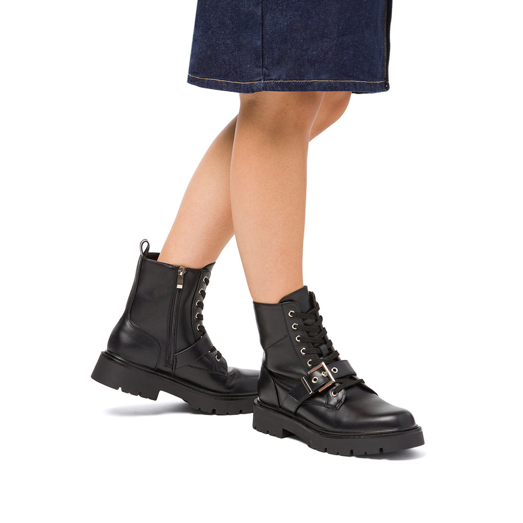 Anfibi neri da donna con zip e cinturino Swish Jeans