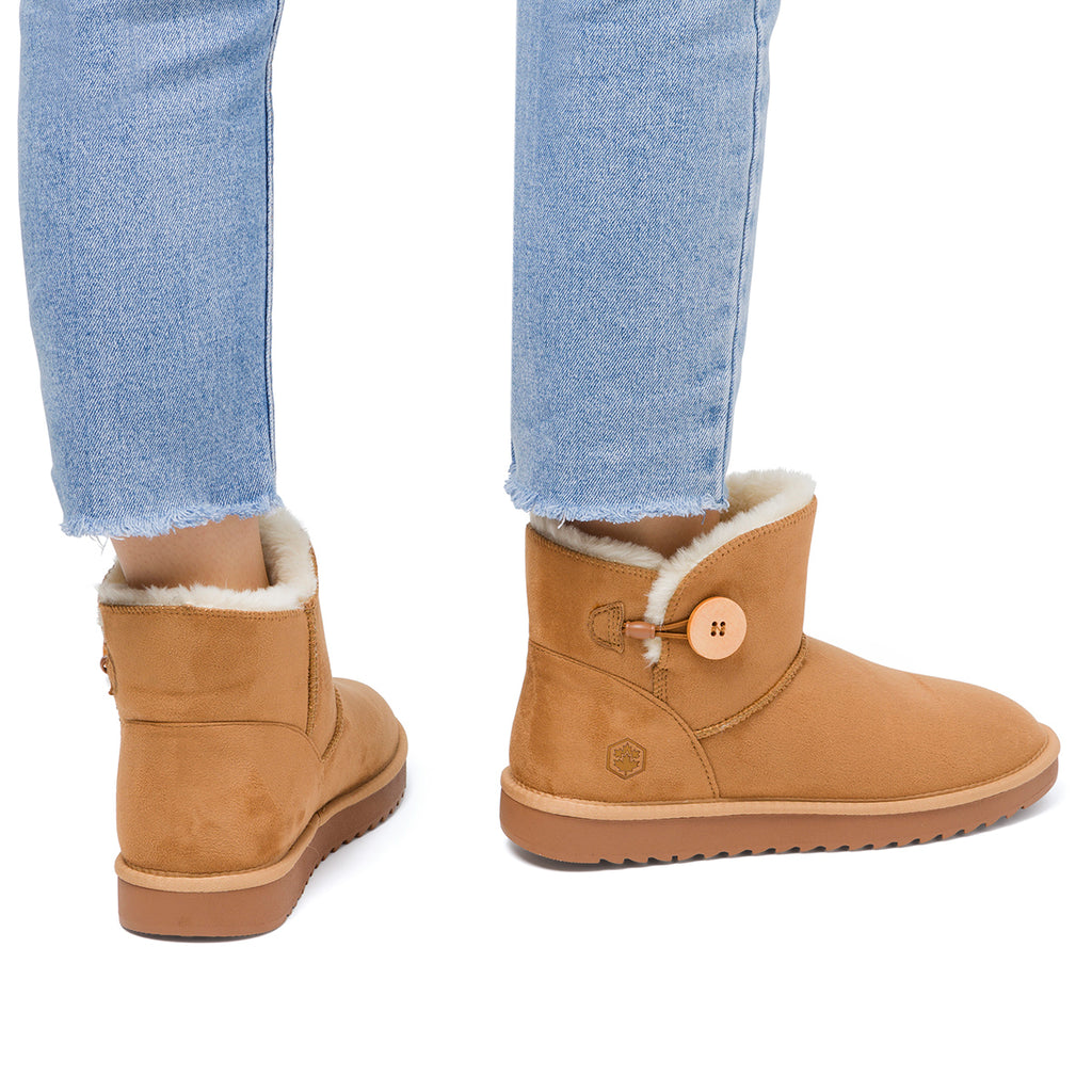 Stivaletti imbottiti ocra da donna effetto scamosciato Lumberjack