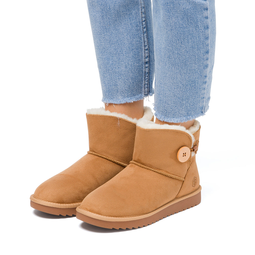 Stivaletti imbottiti ocra da donna effetto scamosciato Lumberjack