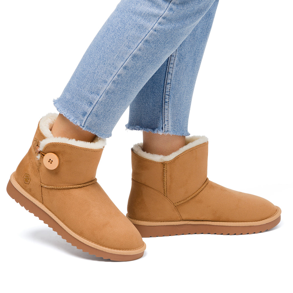 Stivaletti imbottiti ocra da donna effetto scamosciato Lumberjack