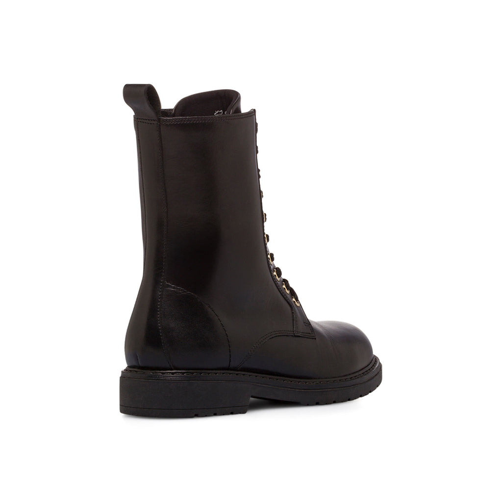 Anfibi da donna neri Primopiano in pelle con chiusura cerniera