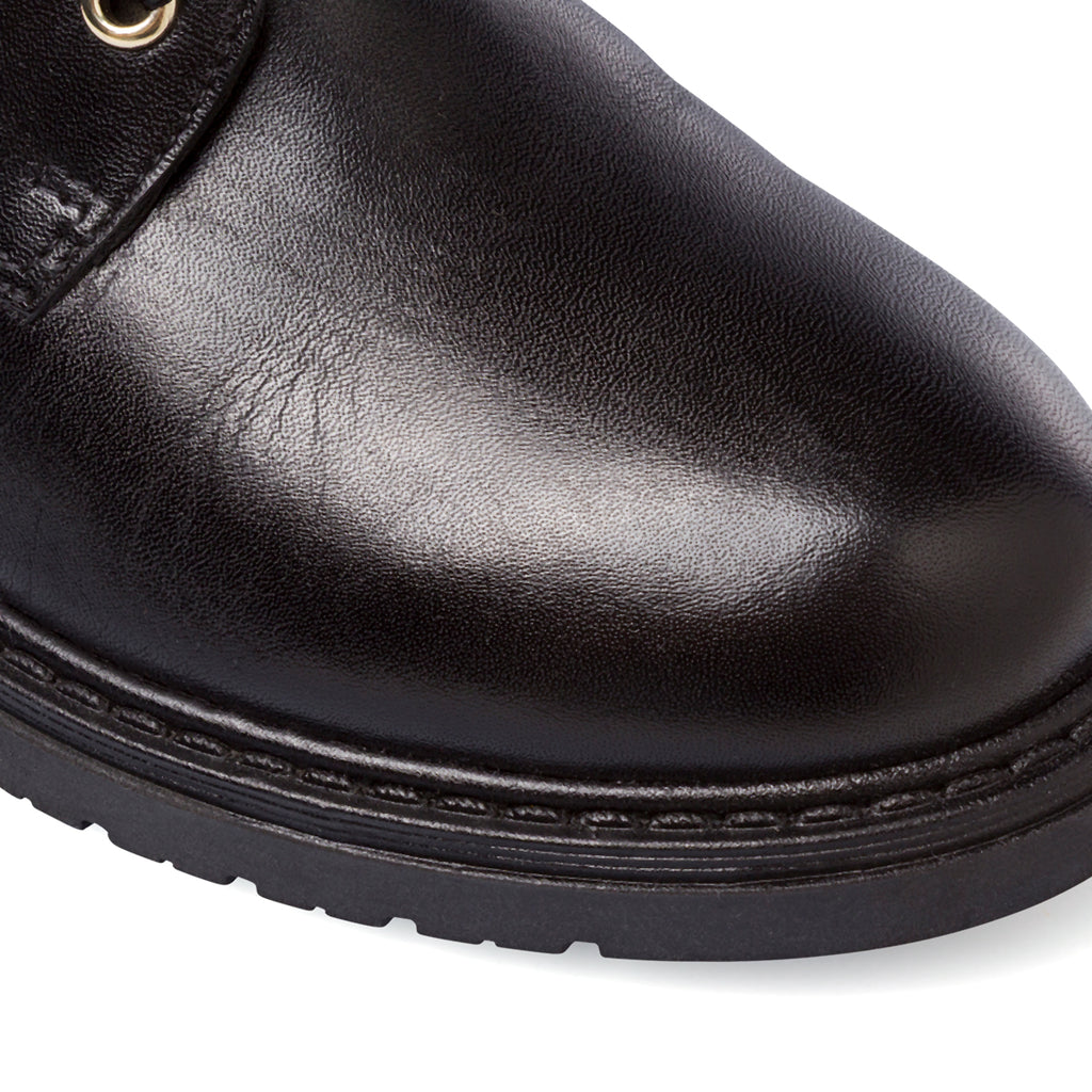 Anfibi da donna neri Primopiano in pelle con chiusura cerniera