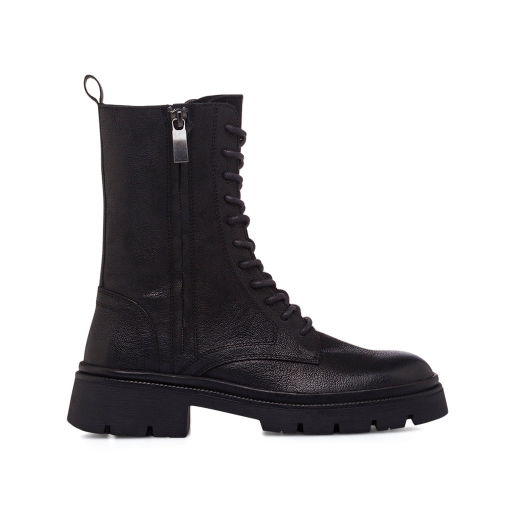 Anfibi da donna neri Primopiano in Pelle con zip e suola chunky