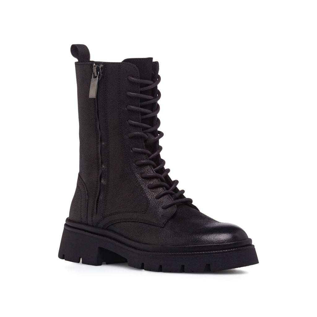 Anfibi da donna neri Primopiano in Pelle con zip e suola chunky