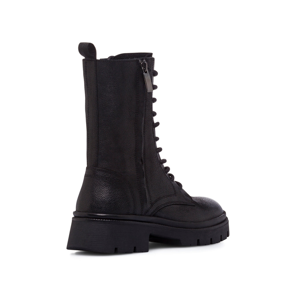 Anfibi da donna neri Primopiano in Pelle con zip e suola chunky