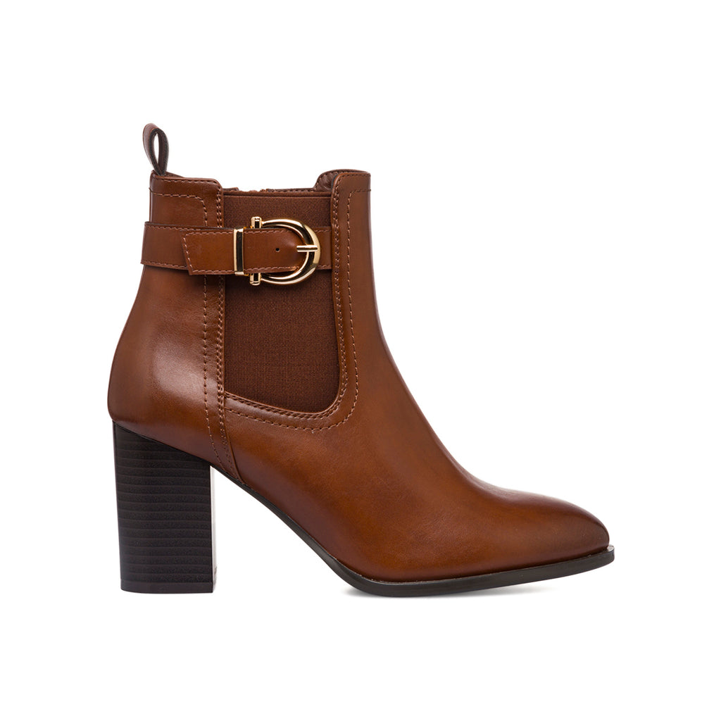 Stivaletti marroni da Donna con fibbia e tacco 8 cm Lora Ferres