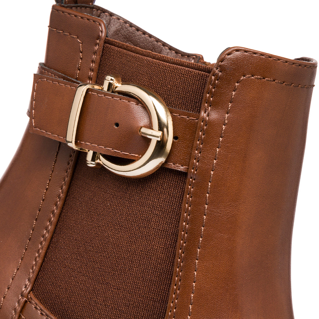 Stivaletti marroni da Donna con fibbia e tacco 8 cm Lora Ferres