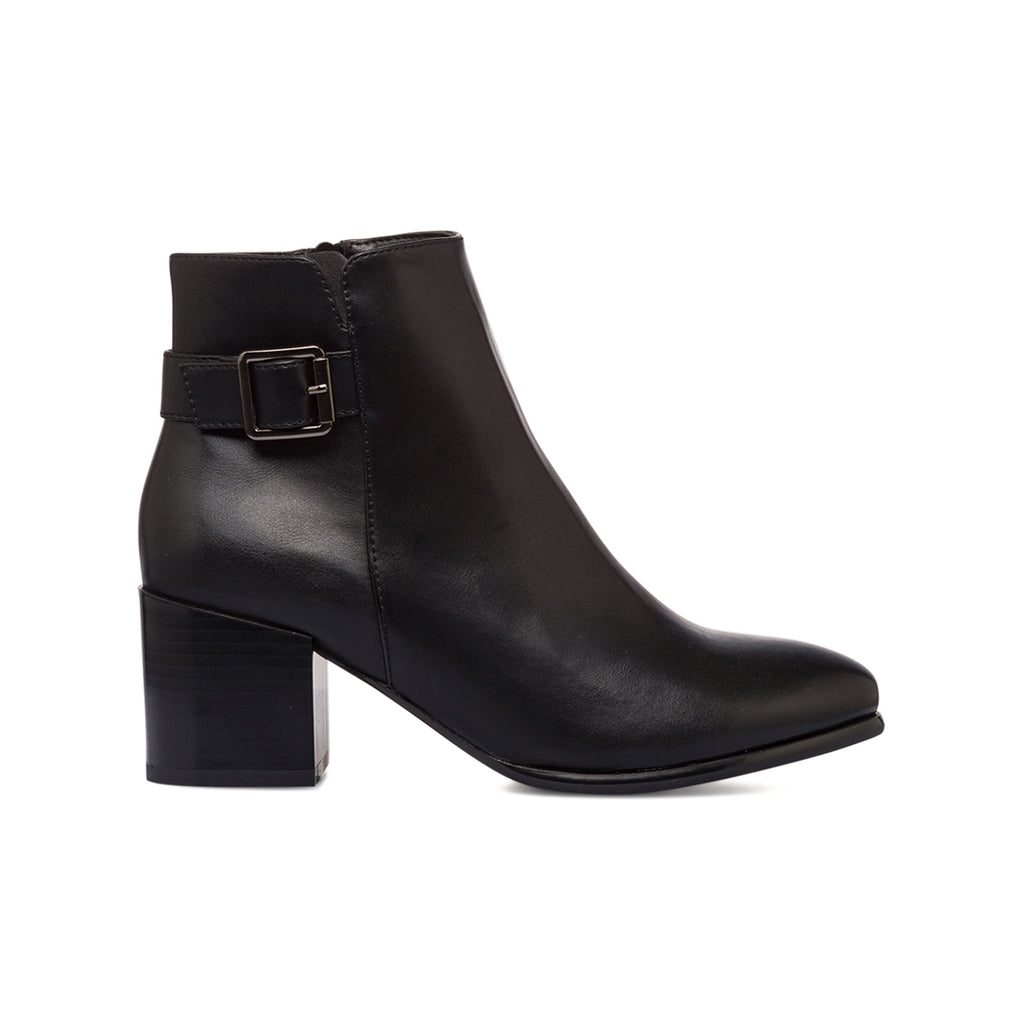 Stivaletti neri con fibbia e tacco 6 cm da Donna Lora Ferres