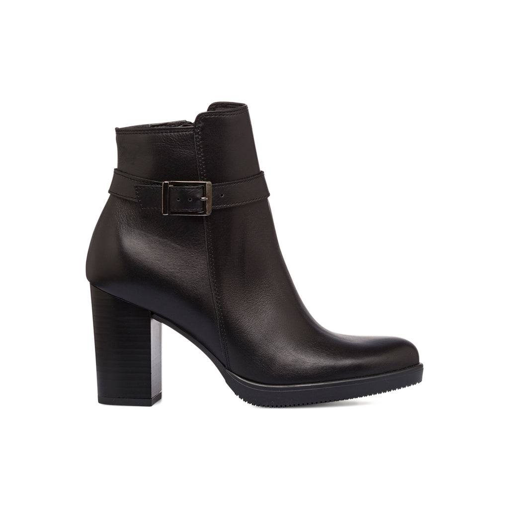 Stivaletti con tacco 8,5 cm da donna neri in pelle con cinturino P Essentials