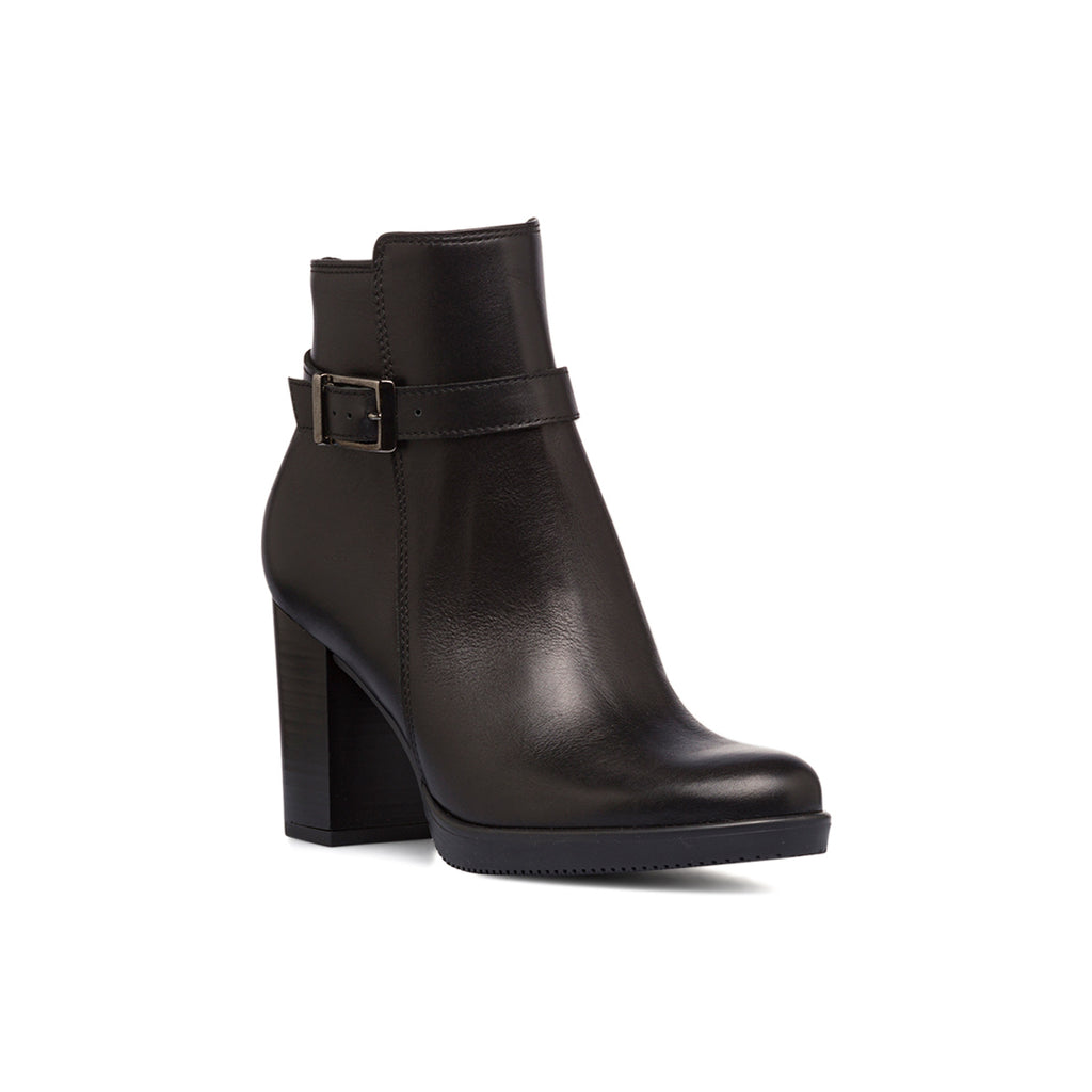 Stivaletti con tacco 8,5 cm da donna neri in pelle con cinturino P Essentials