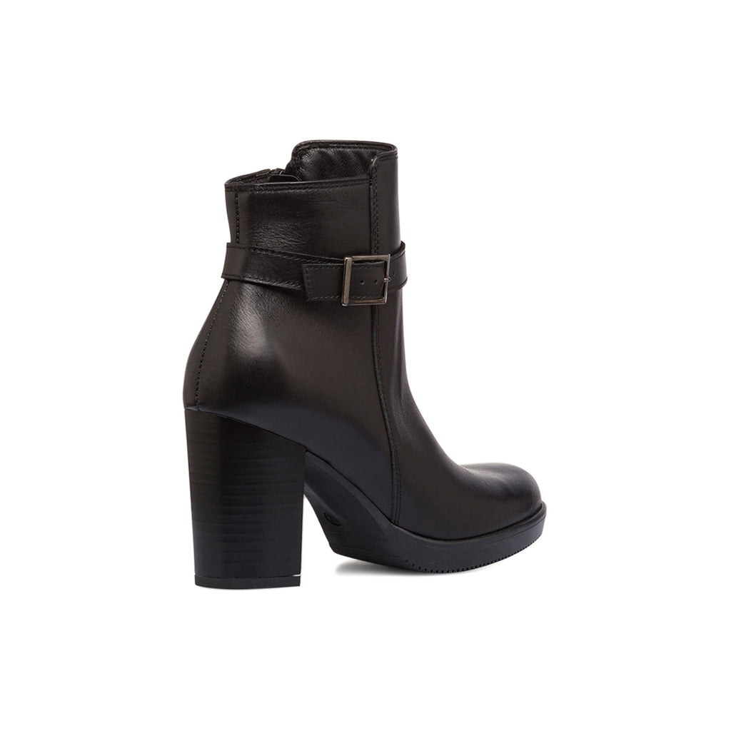 Stivaletti con tacco 8,5 cm da donna neri in pelle con cinturino P Essentials