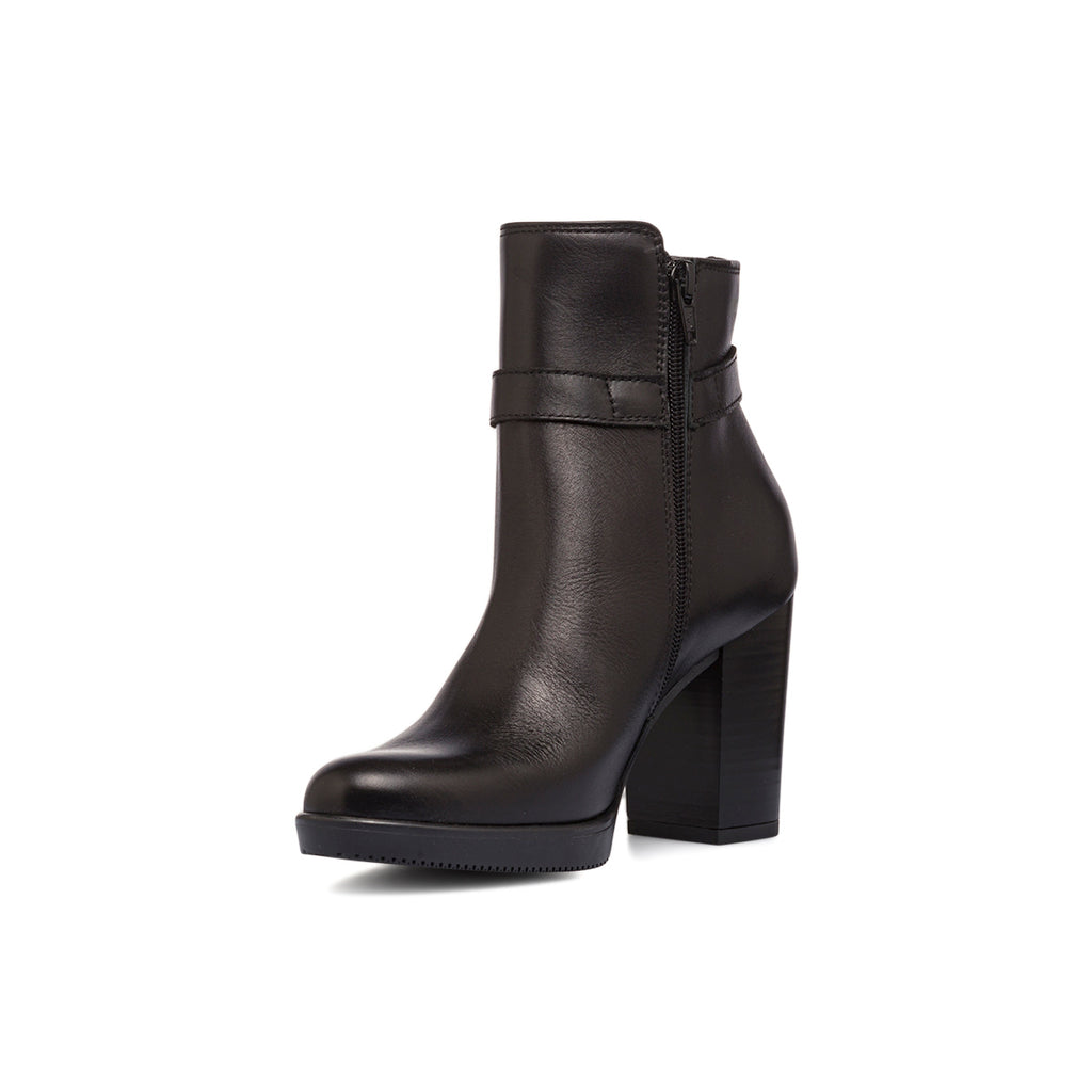 Stivaletti con tacco 8,5 cm da donna neri in pelle con cinturino P Essentials
